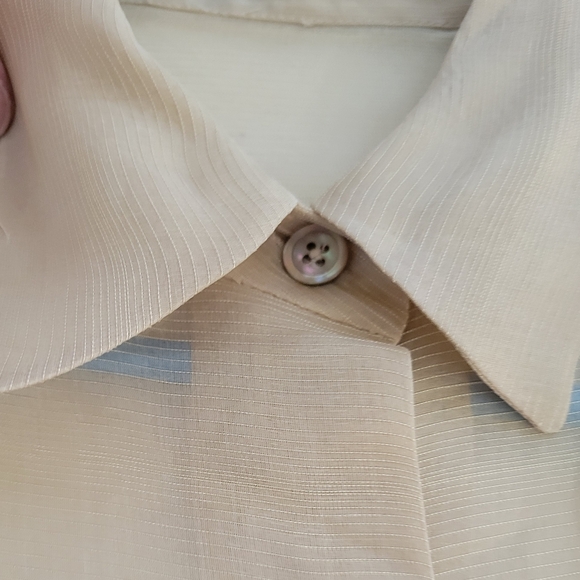 Wonen's Silk Beige Flowy Shirt - Picture 2 of 3